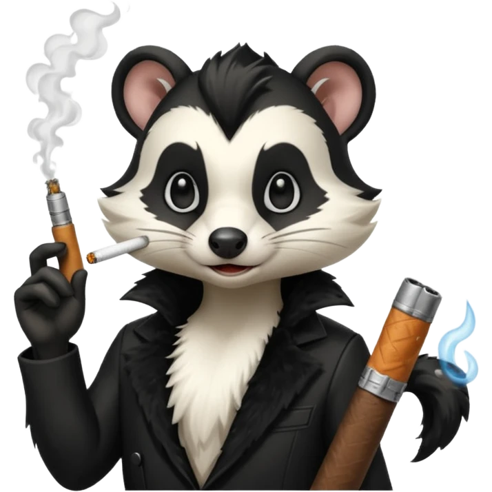 skunk smoking a cigarette with a gun emoji