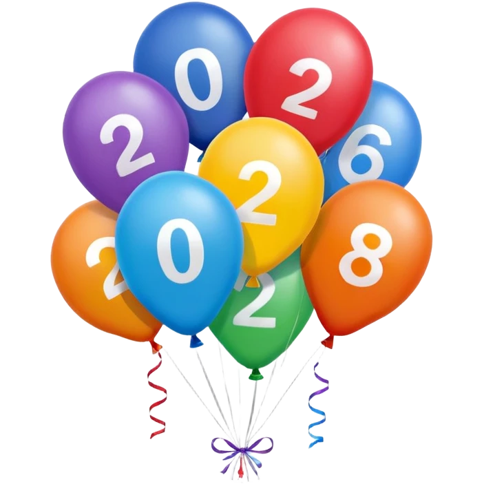 baloons with 2026 for menu emoji