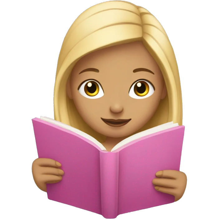 Girl reading book with blonde hair and pink streaks emoji