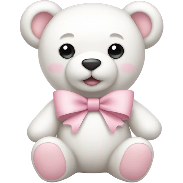 white teddy bear with pastel pink bows emoji