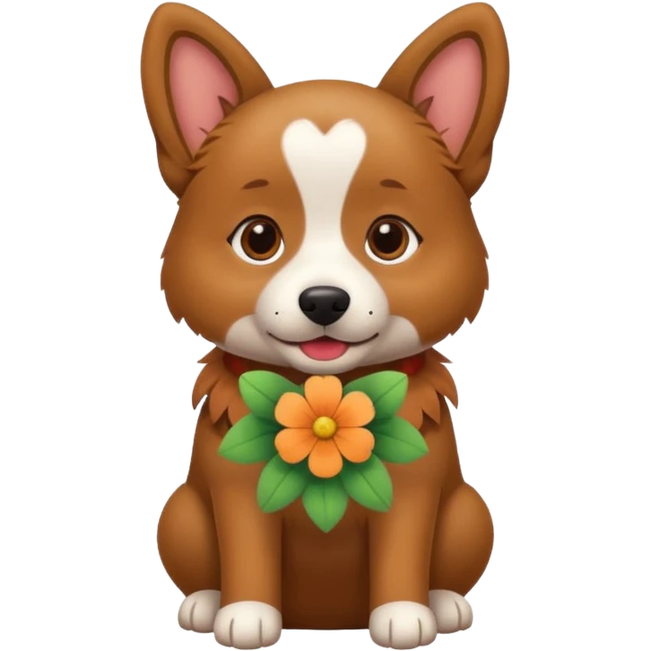 Dog wearing a flower emoji