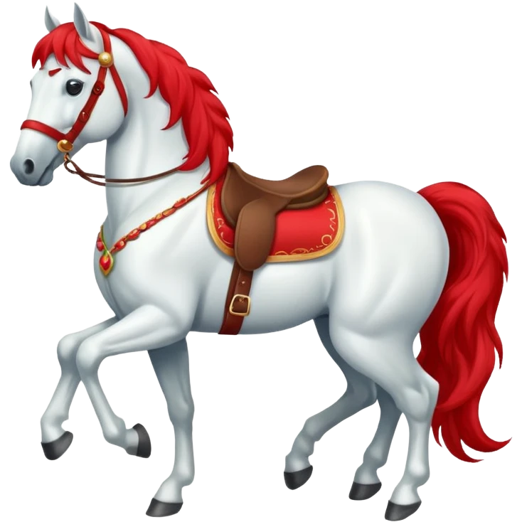 christmas white horse with a red saddle emoji