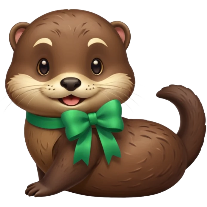 Otter with a green bow on the side emoji