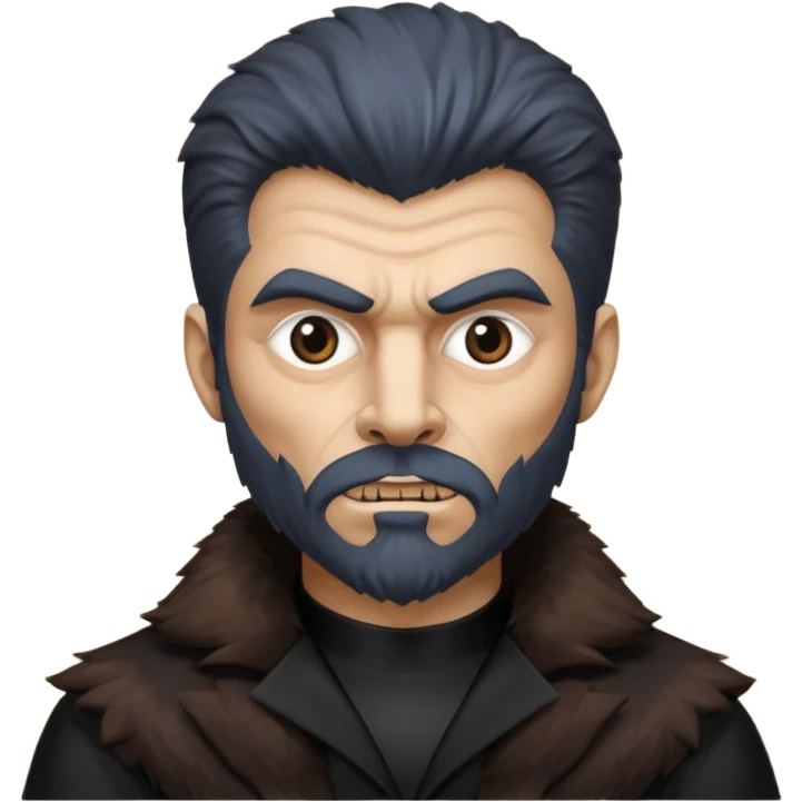 The Wolf Man from Universal Monsters with dark brown fur, black silk outfit, tan skin  emoji