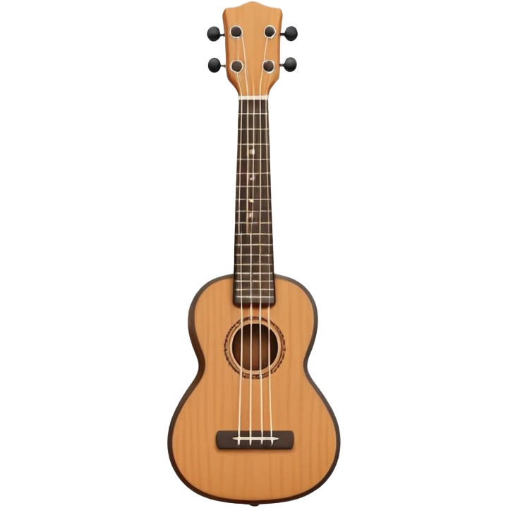 Minimalistic flat vector icon, iOS style, thin black contour on white background. Small ukulele guitar with four strings. Clean, no text, no shadows emoji