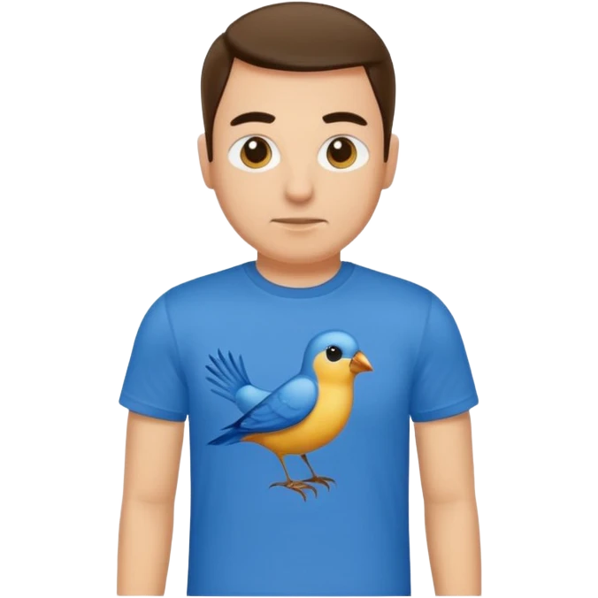 blue tshirt man with bird emoji
