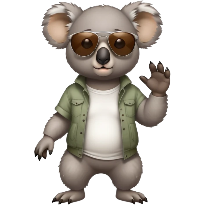anthropomorphised koala in casual clothing, wearing dark sunglasses, fierce pose different stance emoji
