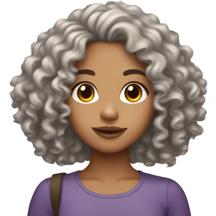 lightskin girl with brown curly hair emoji