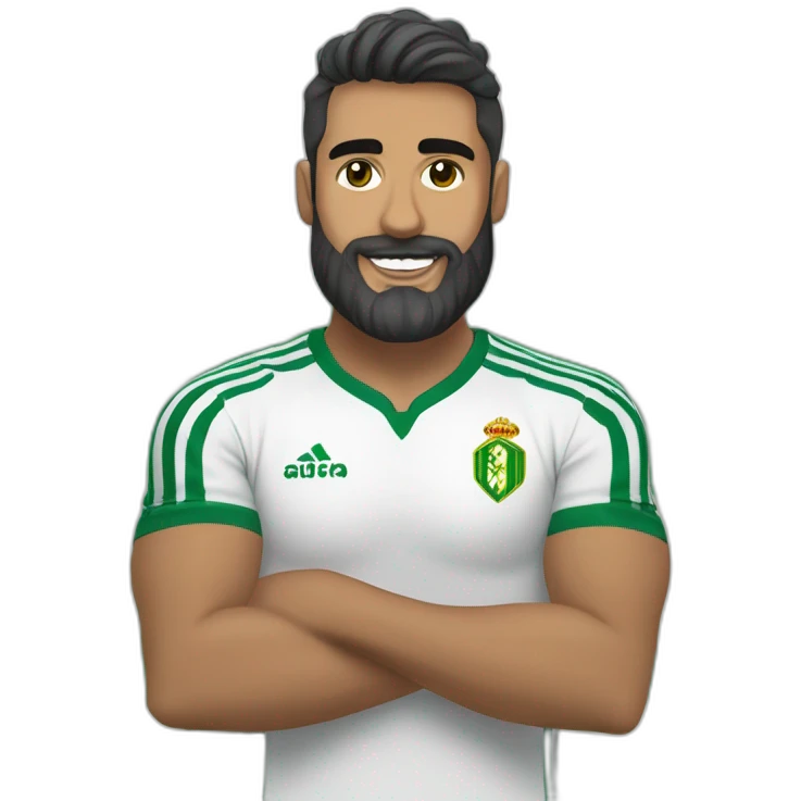 Hombre calvo y con barba y camiseta real Betis emoji
