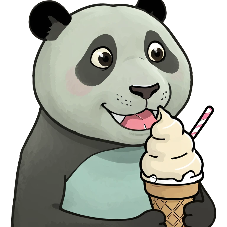 Panda eating ice cream emoji