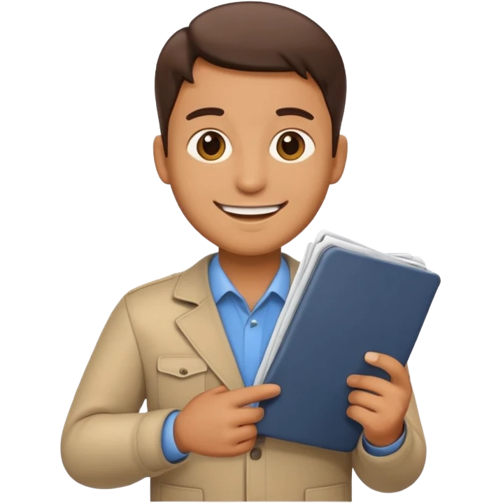 create a realistic emoji showing logistic person with a plan in his hands emoji
