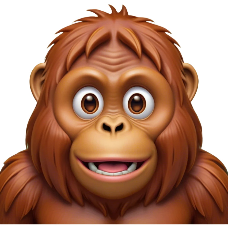 Cinematic Comical Orangutan Portrait Emoji, Head tilted dramatically with an exaggeratedly shocked expression, featuring a robust, animated face with wide, comically expressive eyes full of humorous disbelief, Simplified yet hilariously expressive features, highly detailed, glowing with a slightly sassy glow, high shine, dramatic yet playful, stylized with an air of quirky jungle attitude, soft glowing outline, capturing the essence of a meme-worthy orangutan that looks ready to side-eye its way into viral fame! emoji