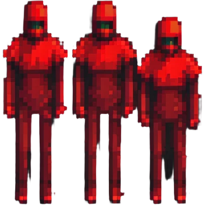 three red shadowy figures standing side by side emoji