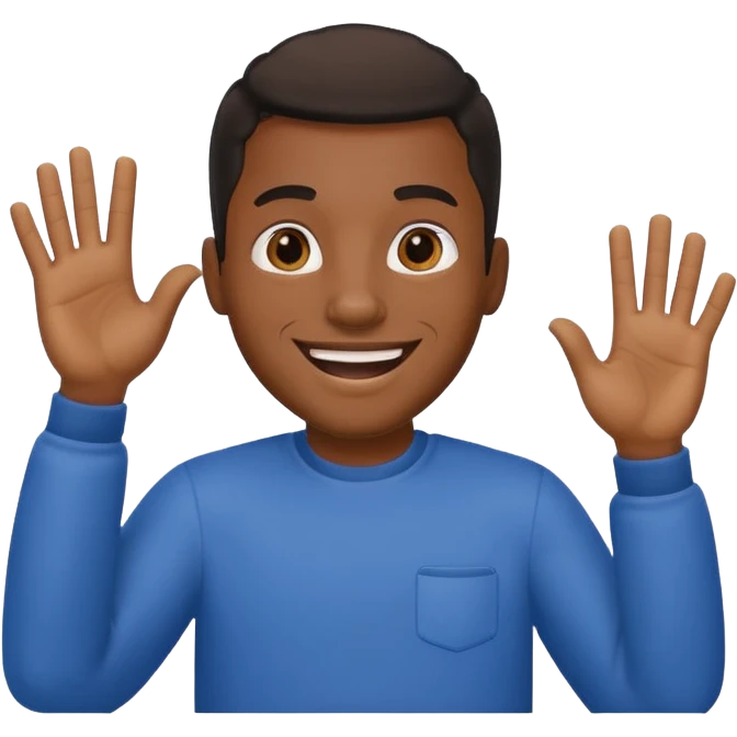 Black man with grills, waving hi emoji
