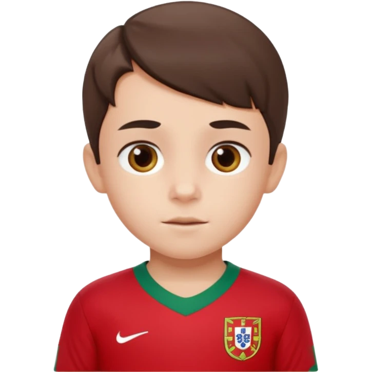 Une enfant qui a le coupe sur le coter et qui a le maillot du portugal emoji
