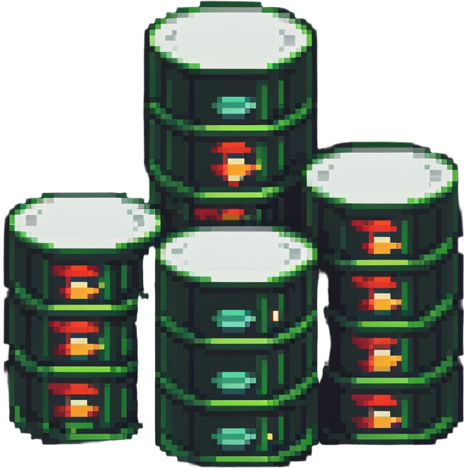 Classic database cylinder stacks with SQL logo in pixel style emoji