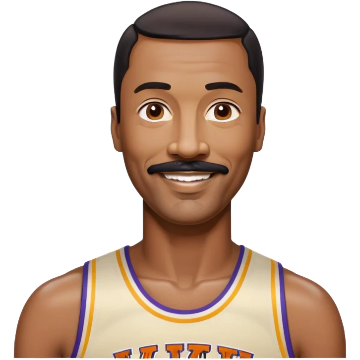 Wilt Chamberlain, tall Black man, black short hair, mustache, smiling emoji