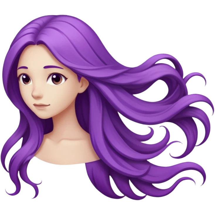 A girl with very long, flowing purple hair that cascades down her back emoji