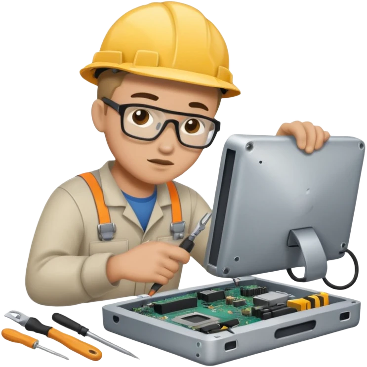 computer technician fixing damage computer emoji