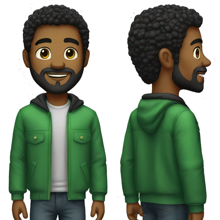 Homem pele clara cabelo preto olhos verdes barba preta  emoji