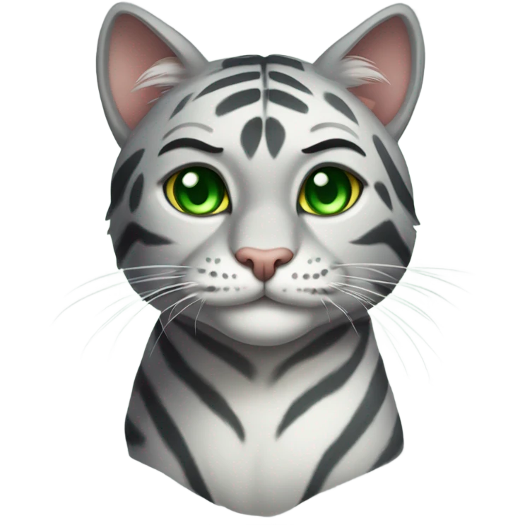 Grey Tiger Cat with green eyes  emoji