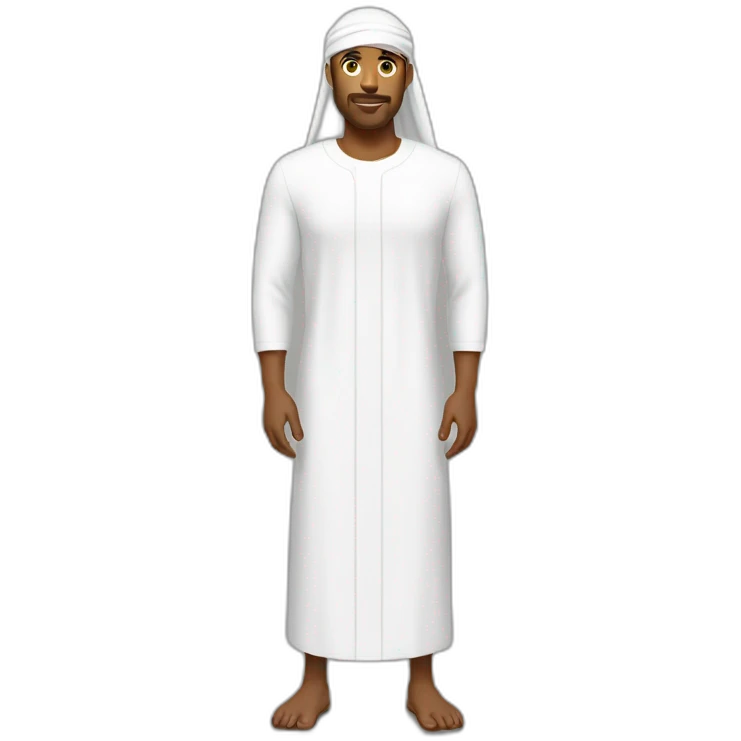 a white thobe and a durag. full body emoji