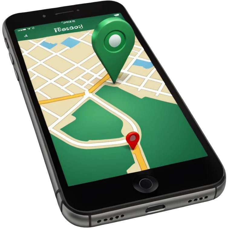 dark green geotag pointing to map on dark green iphone display emoji