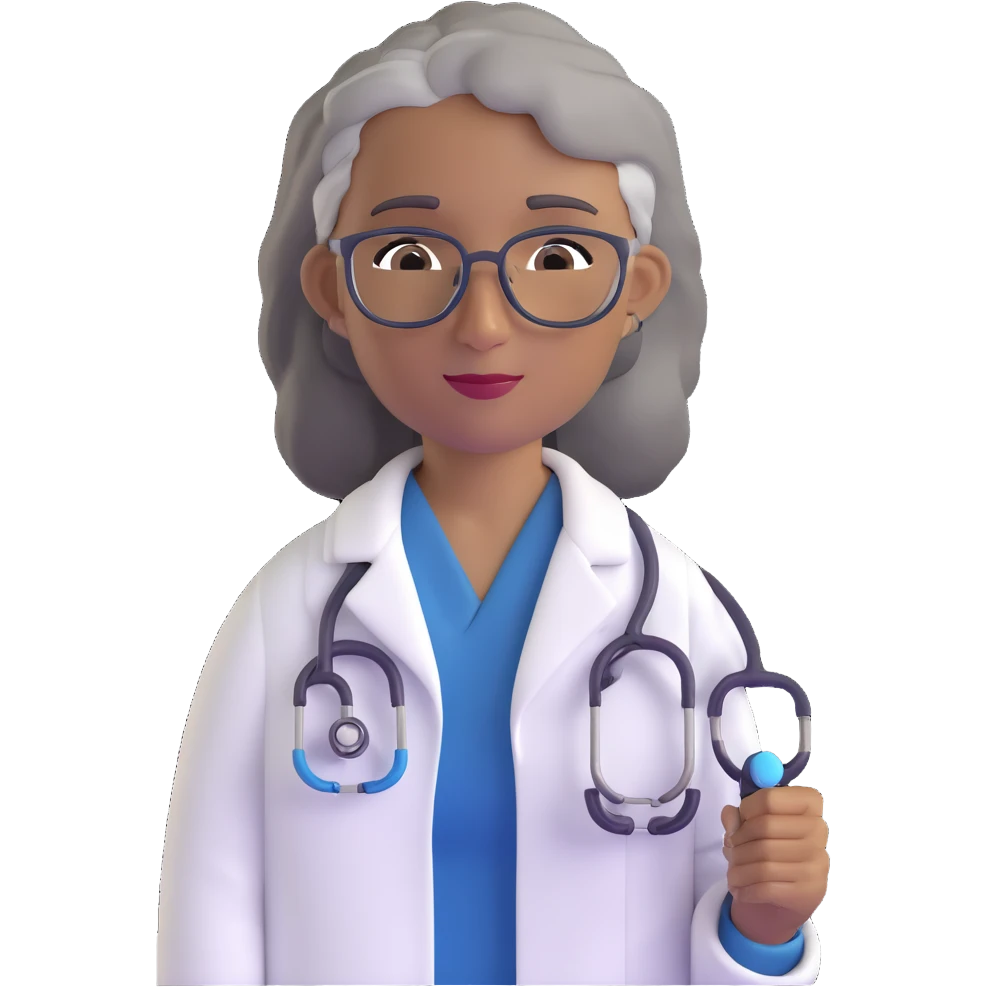 mature 60 year old doctor with stethoscope, gray hair, medium-dark tan skin tone, cinnamon skin, professional looking but not elderly emoji