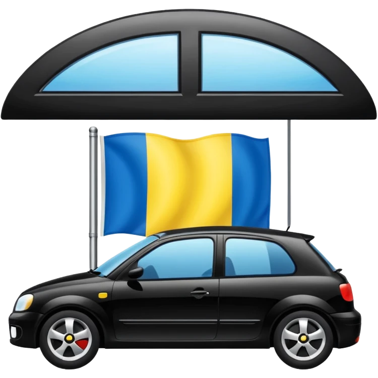 black car with a Ukraine flag sticker on the door emoji