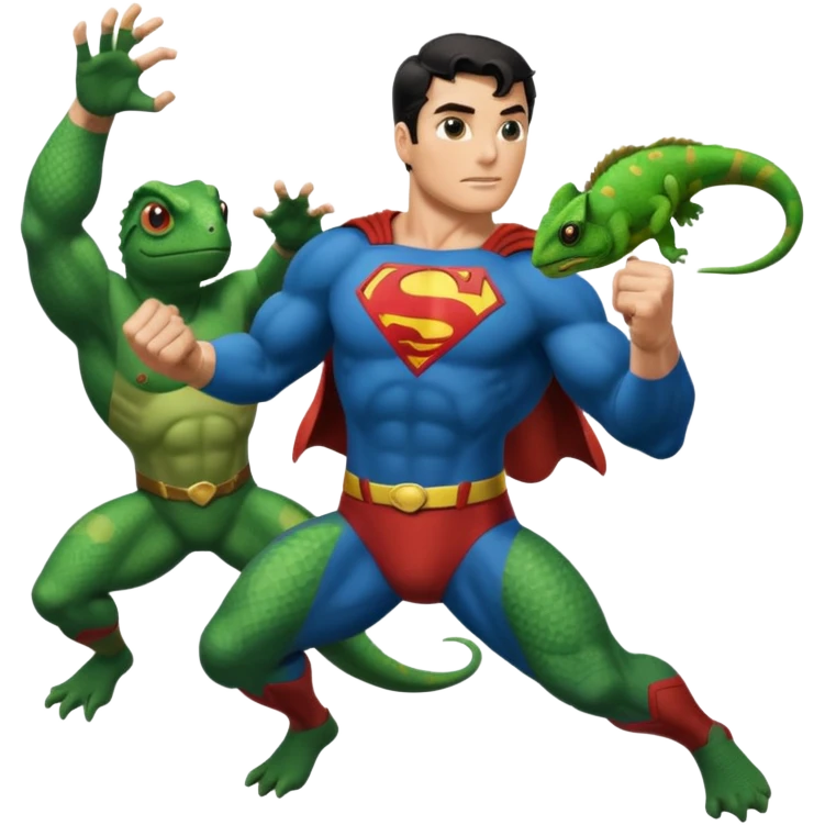 Superman punching the chameleon emoji