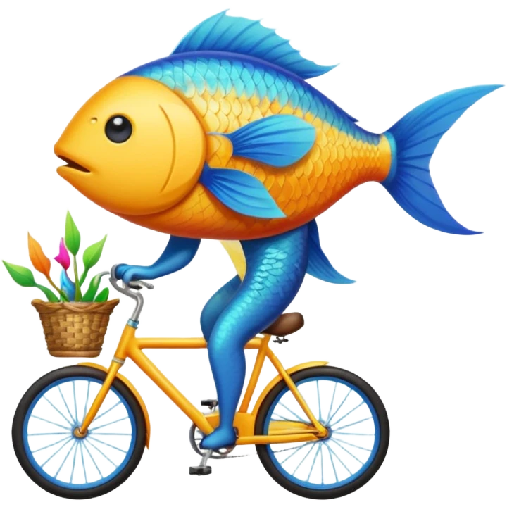 Fish on a broom on a bicycle emoji