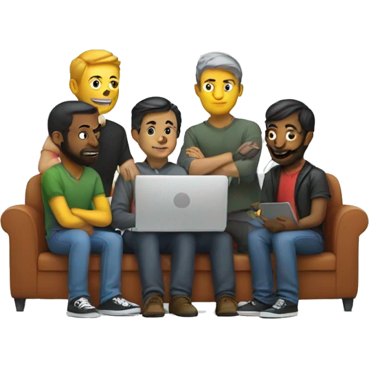 group of developers with a laptop emoji