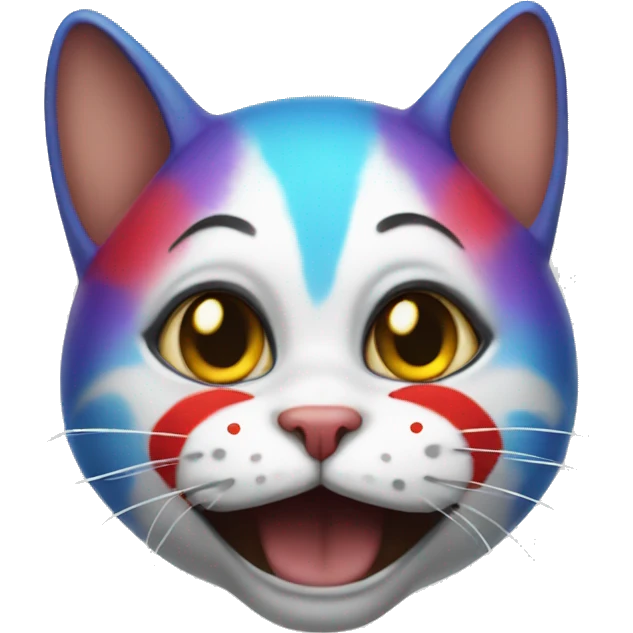 A CAT WITH ITS FACE PAINTED LIKE A CLOWN emoji