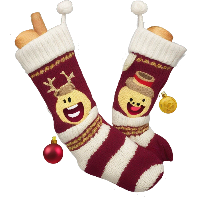Wine knit Christmas stocking emoji