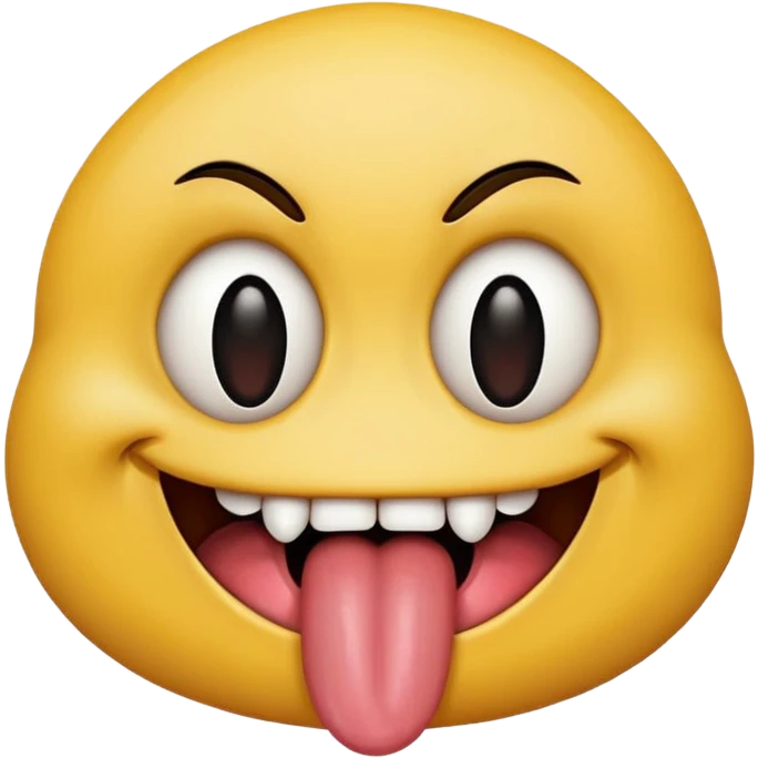 Creepy smiley face with drool and tongue sticking out emoji