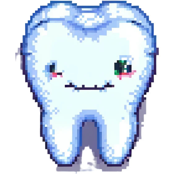 single tooth pixel art style emoji