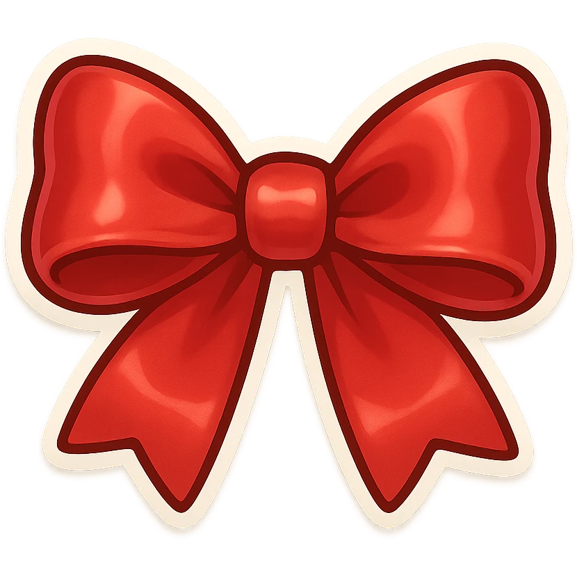 red satin bow, chibi style, shiny, simple and elegant, tied neatly emoji