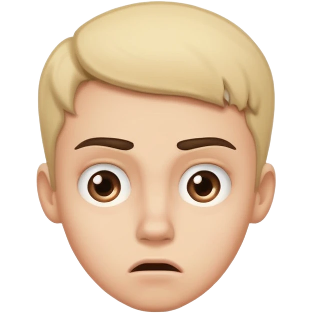 I need you to make an emoji of the gen z stare (young person like 20 yro’, like confusion, disgusted and kinda bored, it has to be very confused and disgusted, make the eyebrows very expressive, make one up and one down  emoji
