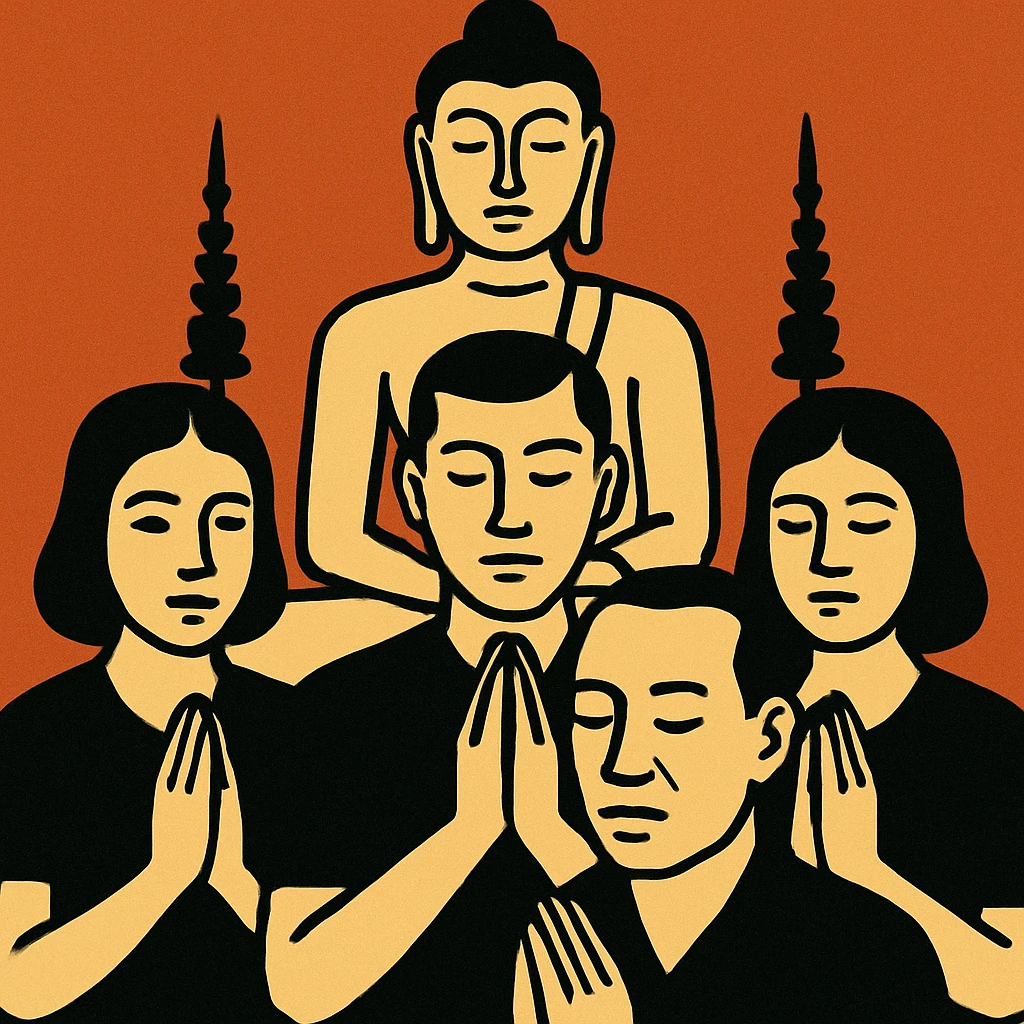people praying in a Buddhist temple emoji
