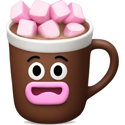 hot chocolate with pink marshmallows  emoji
