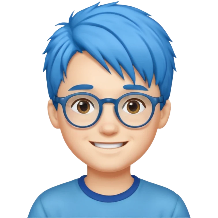 blue haired kid with glasses emoji