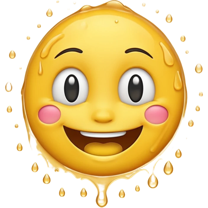 An animation of an emoji showing happy face when water is poured on it emoji