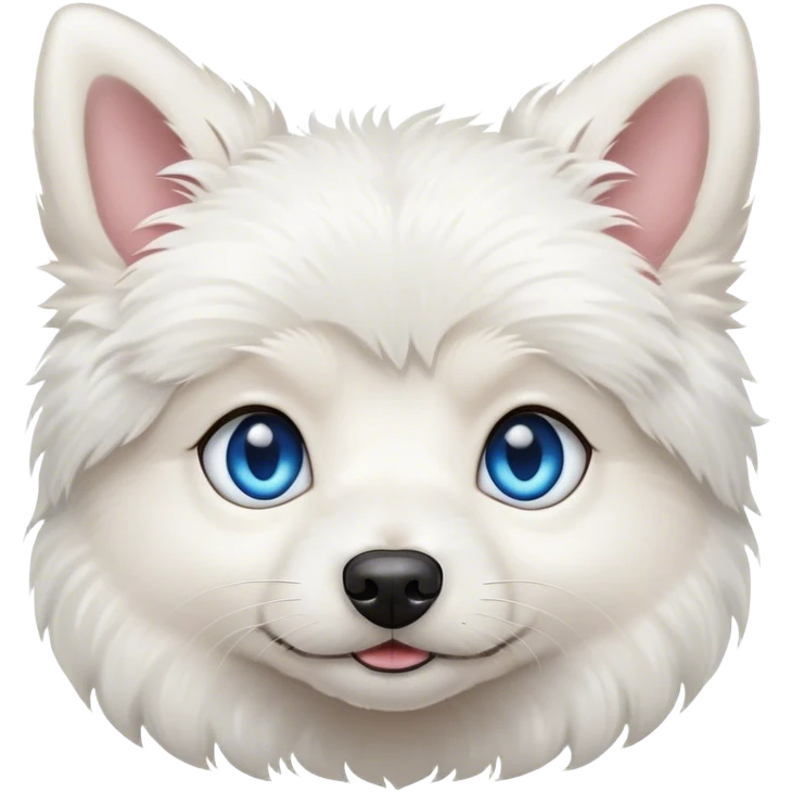 Small white fluffy dog blue eyes emoji