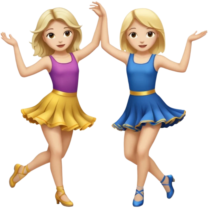 two girls dancing one is blond and one is brunette emoji