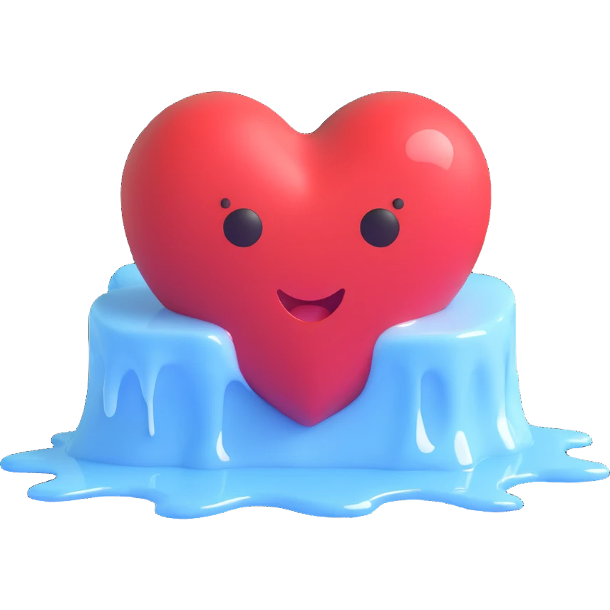 a heart melting an ice cube emoji