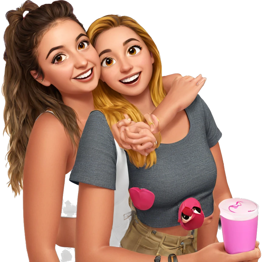 cheerful girls enjoying together emoji