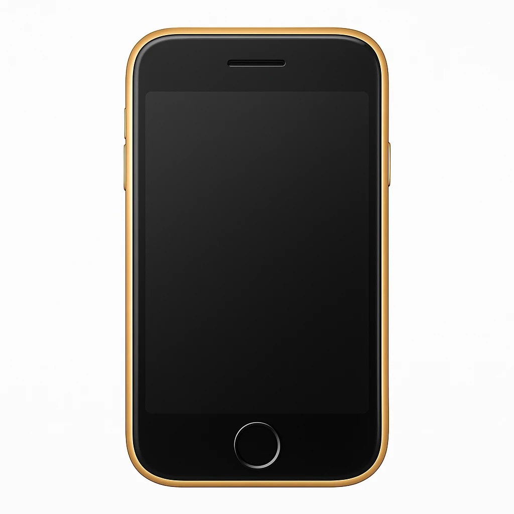 Create a phone emoji exactly like the reference image but without the Wi-Fi symbol and wording. Maintain the same shape, color, and details, with a smooth and shiny appearance in the style of iOS emoji. emoji