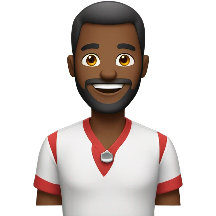 smiling black man with beard red shirt with two devil horns  emoji
