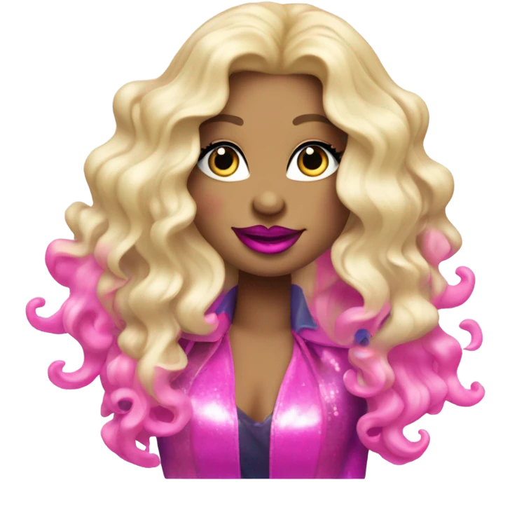 Killer whale with blonde hair and pink lipstick disco themed emoji