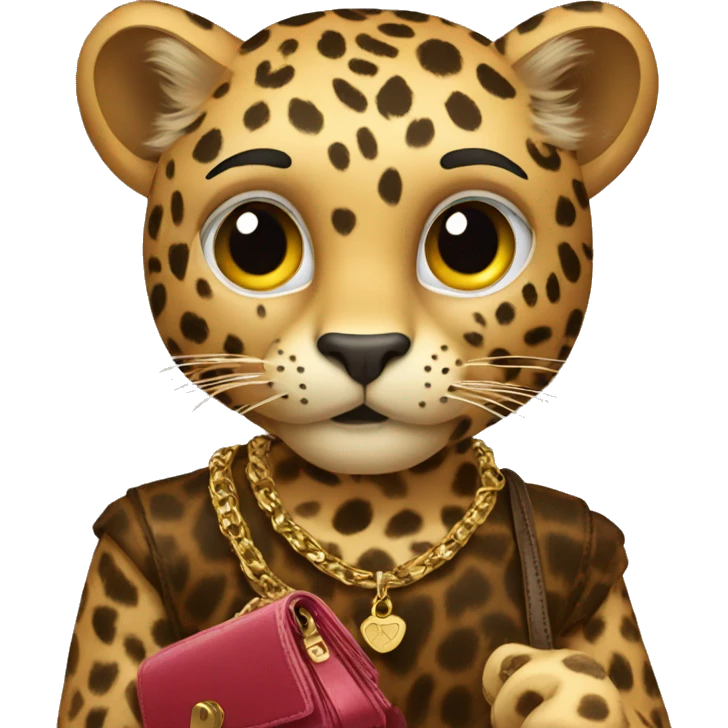 Leopard holding a purse emoji